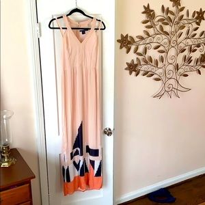 French Connection pink pleated maxi dress